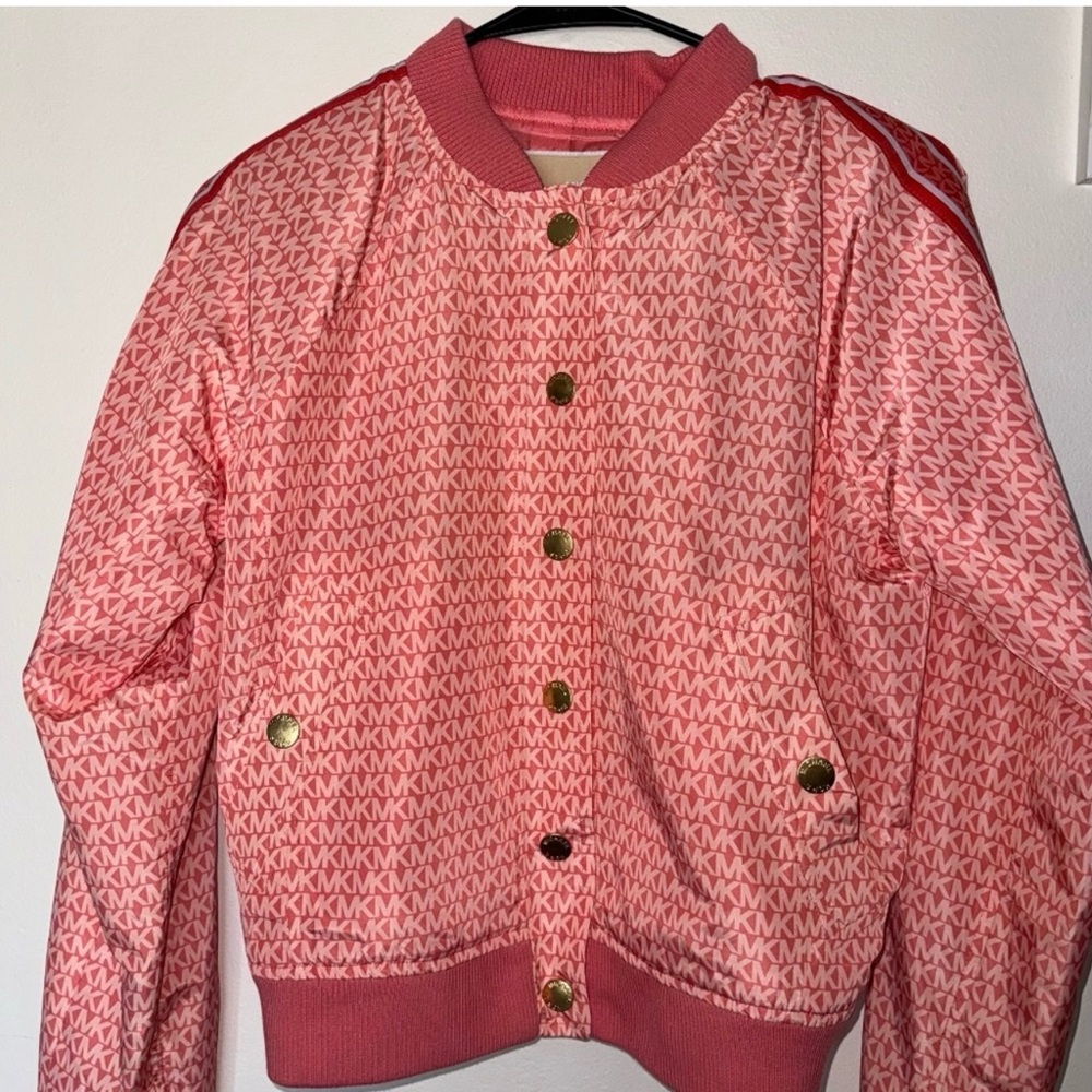 Michael Kors monogram satin bomber jacket